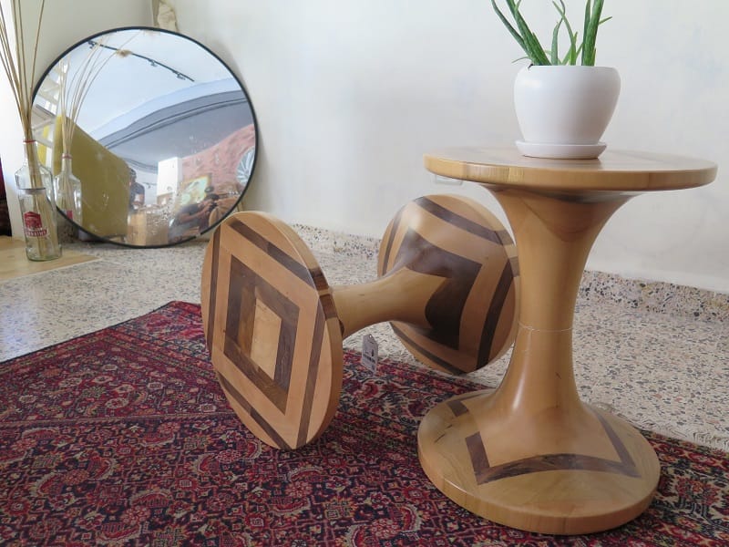 Side Table – Mix of Walnut & Cedar Wood, Handcrafted as One Piece — RockFort Boutique Lebanon