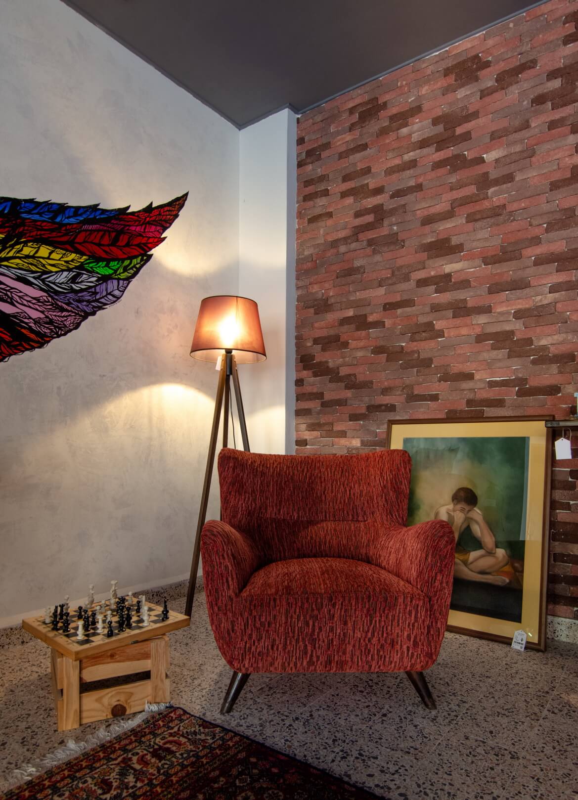 Original Vintage French Art Déco Bergère - Brick Fabric - Image 4