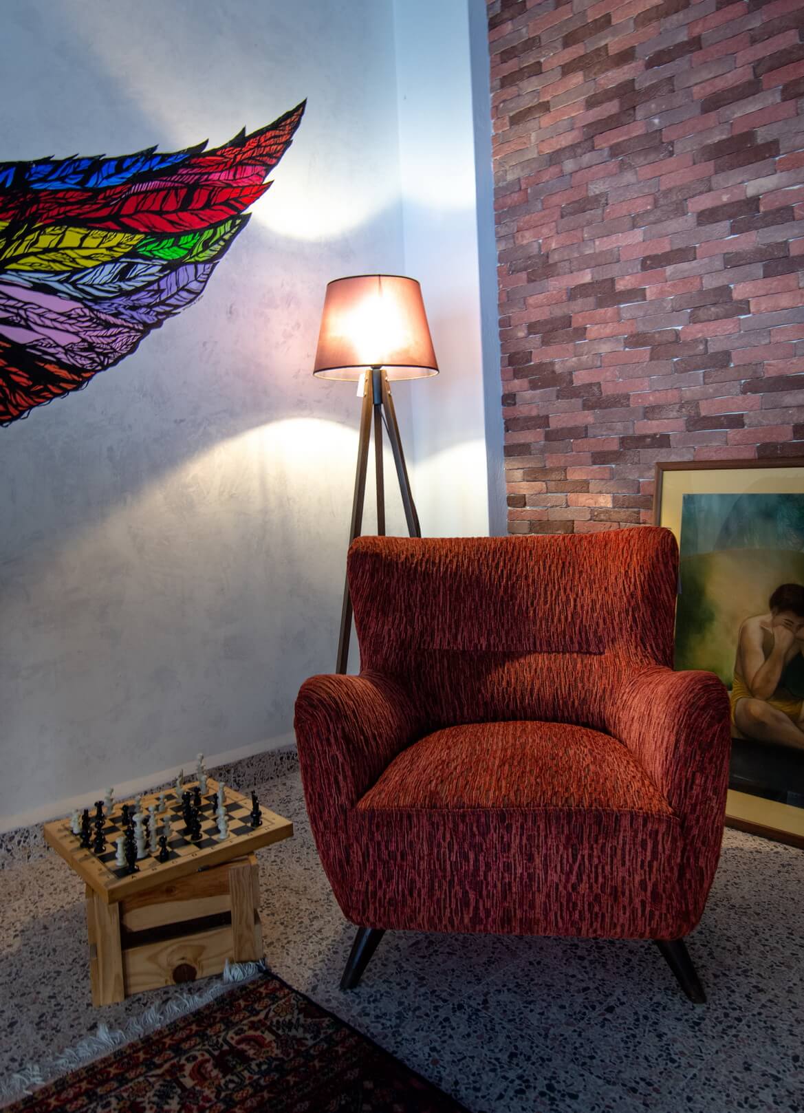 Original Vintage French Art Déco Bergère - Brick Fabric - Image 2