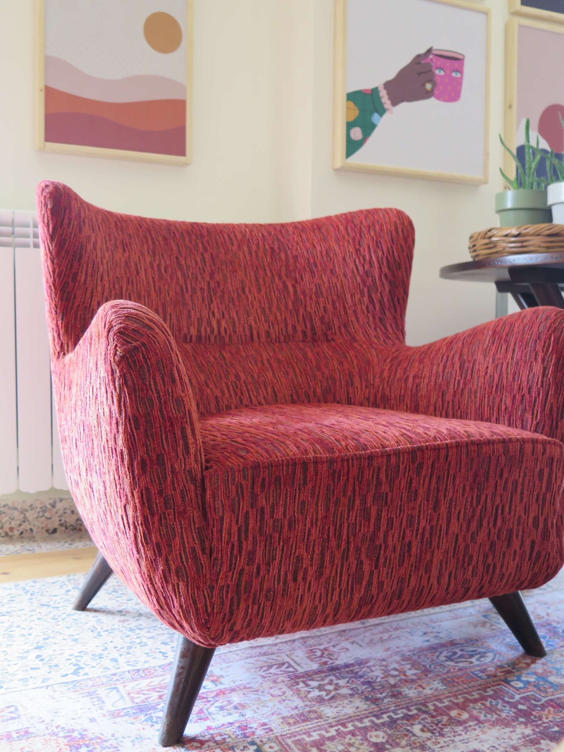 Original Vintage French Art Déco Bergère - Brick Fabric - Image 6