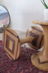 Side Table – Mix of Walnut & Cedar Wood, Handcrafted as One Piece — RockFort Boutique Lebanon