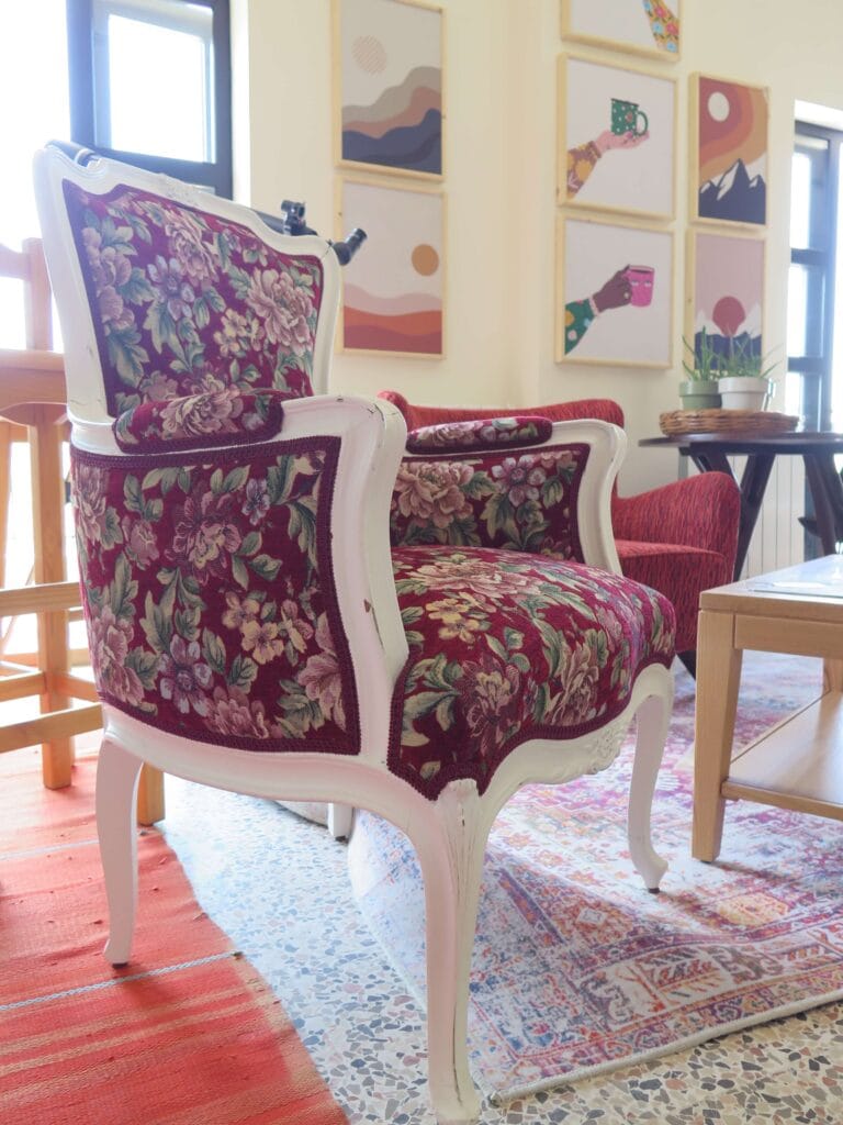 Bergère Louis XV - Rose Pattern- White Finished — RockFort Boutique Lebanon