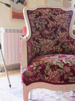 Bergère Louis XV - Rose Pattern- White Finished - Image 4