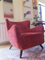 Original Vintage French Art Déco Bergère - Brick Fabric - Image 5