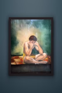 Charcoal Painting - Sad /Thinker — RockFort Boutique Lebanon