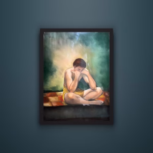Charcoal Painting - Sad /Thinker — RockFort Boutique Lebanon