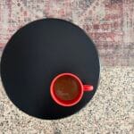 Black Side Table with Rounded Top and Elegant Legs - Image 2