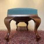Classic Window 2 Seaters - with Walnut Wood and Blue Petrol Fabric - Image 4