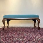 Classic Window 2 Seaters - with Walnut Wood and Blue Petrol Fabric — RockFort Boutique Lebanon