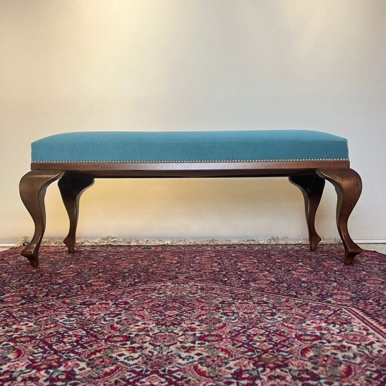 Classic Window 2 Seaters - with Walnut Wood and Blue Petrol Fabric — RockFort Boutique Lebanon