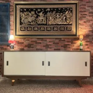 Neo-Classical Sideboard - Walnut Wood & Dirty White - Convenient Storage with a Stunning Design — RockFort Boutique Lebanon