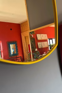 Set of 3 Colorful Modern Wall Mirrors: Yellow, Deep Blue, Dark Purple — RockFort Boutique Lebanon