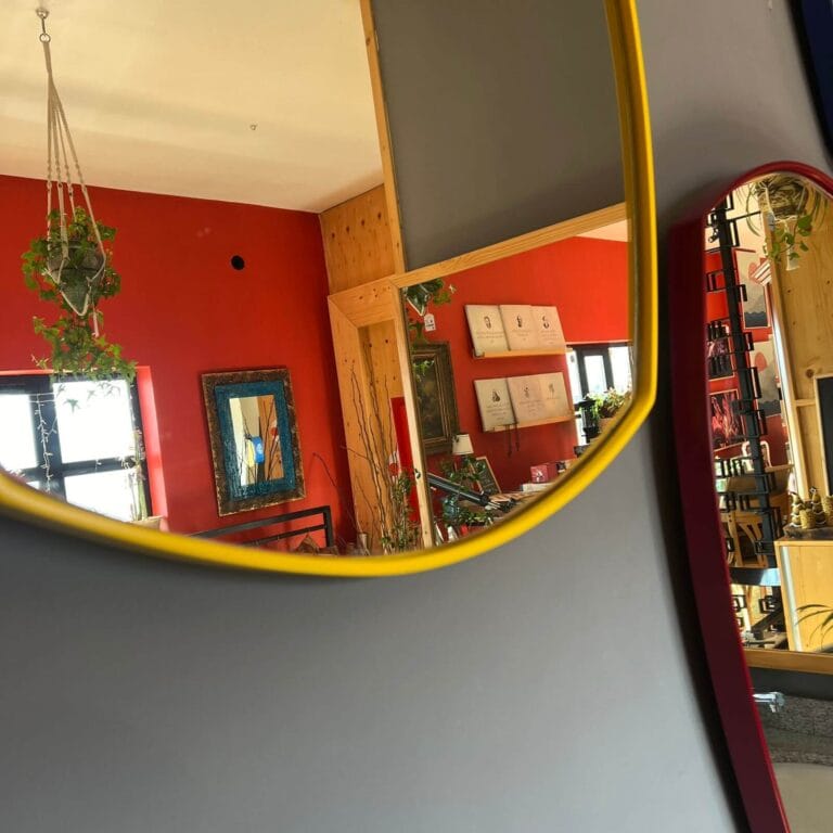 Set of 3 Colorful Modern Wall Mirrors: Yellow, Deep Blue, Dark Purple — RockFort Boutique Lebanon