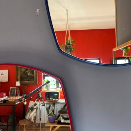 Set of 3 Colorful Modern Wall Mirrors: Yellow, Deep Blue, Dark Purple - Image 10