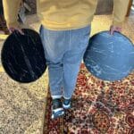 Rounded Side Table in a Marble-Look - Image 6