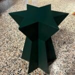 Side Table, Star Shape - Solid Wood, Dark Green Painting - Image 2