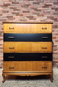 Chest of Drawers – French Oak with Black Drawers - Vintage & Refurbished — RockFort Boutique Lebanon