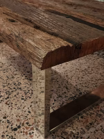 Solid Natural Wood + Chrome Legs