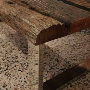 Solid Natural Wood + Chrome Legs