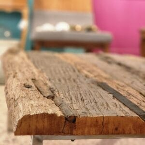 Solid Natural Wood + Chrome Legs