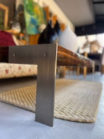 Elegant Shiny Center Table – Zebrano & Ebony Wood with Stainless Steel Legs - Image 2