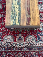 Vintage-Style Wooden Coffee Table with Steel Legs - Image 4