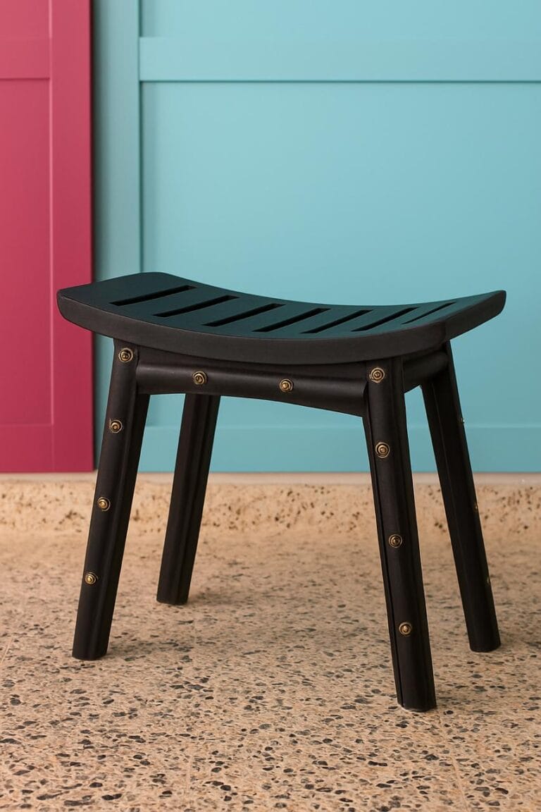 Elegant Retro Stool in Solid Wood – Simple Design — RockFort Boutique Lebanon
