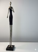 Art Nouveau Femme Sculpture – Elegant Silver Cast