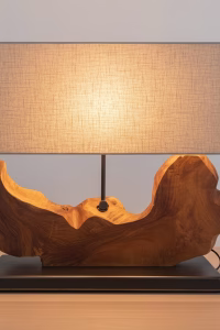 Teak Wood Table Lamp – Wrought Iron | Light & Living