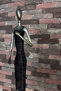 Art Nouveau Femme Sculpture – Elegant Silver Cast