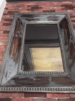 Vintage Blue Wooden Mirror – Rustic Patina Frame