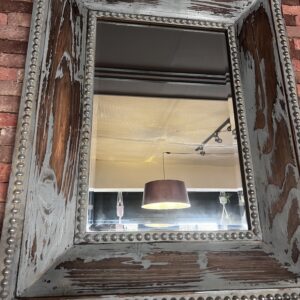 Vintage Blue Wooden Mirror – Rustic Patina Frame