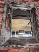 Vintage Blue Wooden Mirror – Rustic Patina Frame