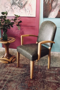 Bridge Chairs (Set of 2) – Grey Faux Leather & Oak