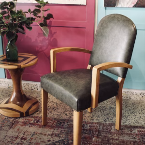 Bridge Chairs (Set of 2) – Grey Faux Leather & Oak