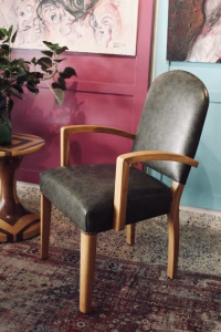 Bridge Chairs (Set of 2) – Grey Faux Leather & Oak