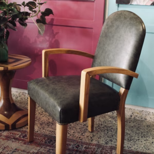 Bridge Chairs (Set of 2) – Grey Faux Leather & Oak