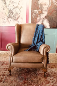 Brown Leather Wingback Chair | English Style Furniture | Boutique Rockfort