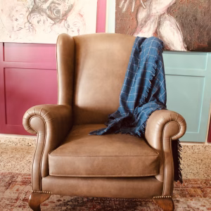 Brown Leather Wingback Chair | English Style Furniture | Boutique Rockfort