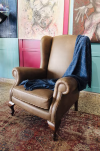 Brown Leather Wingback Chair | English Style Furniture | Boutique Rockfort