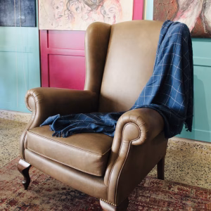 Brown Leather Wingback Chair | English Style Furniture | Boutique Rockfort