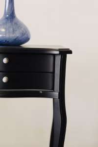 Black Bedside Table – Light Blue Handles