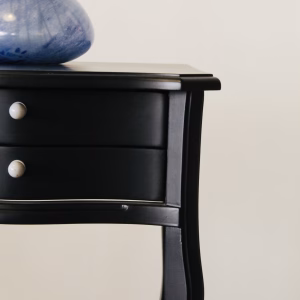 Black Bedside Table – Light Blue Handles