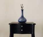 Black Bedside Table – Light Blue Handles