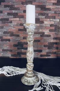 Whitewashed Wooden Candle Holders | Rustic Décor | Shop Lebanon