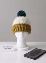 Hand-stitched Sufbeanie made from soft grey alpaca and sheep wool blend, showcasing a unique knit pattern and high-quality handmade craftsmanship