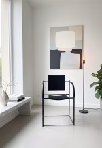 Minimalist black steel and rubber Comoda chair by Maurizio Peregalli for Zeus Noto, 1980s Italian Post-Modern design furniture