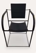 Minimalist black steel and rubber Comoda chair by Maurizio Peregalli for Zeus Noto, 1980s Italian Post-Modern design furniture
