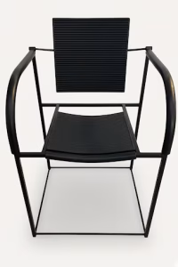 Minimalist black steel and rubber Comoda chair by Maurizio Peregalli for Zeus Noto, 1980s Italian Post-Modern design furniture