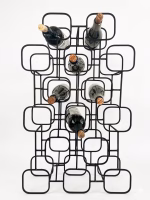Mid-Century Modern 15-Bottle Geometric Wine Rack - Image 2
